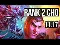 CHO'GATH vs JAYCE (TOP) | Rank 2 Cho, 7/0/3, Godlike | TR Grandmaster | v11.17
