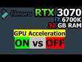 Filmora | Speed Rendering test | GPU Acceleration ON vs OFF | 4K