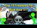 TOP 10 DINOS  TO RAID AREA 51 FROM ARK SURVIVAL EVOLVED!!