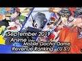(U.S) September 2019 Anime Gacha Mobile Game Revenue Tier List
