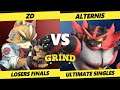 The Grind 129 Online Losers Finals - ZD (Fox, Wolf) Vs. Alternis (Incineroar. DK) Smash Ultimate