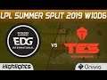 EDG vs TES Highlights Game 3 LPL Summer 2019 W10D6 Edward Gaming vs Top Esports LPL Highlights by On