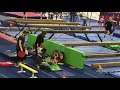 Little girls doing trampoline and splits gymnastics