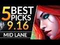 5 BEST MID Champions you MUST PLAY in 9.16: Tier List Tips to RANK UP | League of Legends Meta Guide