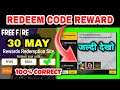 FFWS REDEEM CODE FREE FIRE 30 MAY | today redeem code for free fire india pcv reward