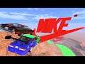 Epic High Speed Jumps Over NIKE Logo In Green Slime River - BeamNG Drive Jumps (Crash Test)