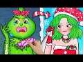GRINCH Plastic Surgery | Christmas Make Up Challenge by Stop Motion Paper | Seegi Channel