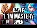 KAYLE vs GWEN (TOP) (DEFEAT) | 1400+ games, Legendary, 11/2/3, 1.1M mastery | EUW Master | v11.15