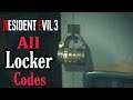 All Locker Codes Resident Evil 3 (2020 Video Game)