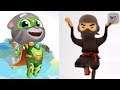 Talking Tom Hero Dash Green Suit vs Subway Surfers Ninja