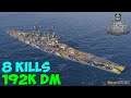 World of WarShips | Thunderer | 8 KILLS | 192K Damage - Replay Gameplay 4K 60 fps