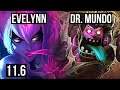 EVELYNN vs DR. MUNDO (JUNGLE) | 8/0/5, Rank 4 Eve, Legendary | JP Grandmaster | v11.6