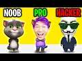 Can We Go NOOB vs PRO vs HACKER In TALKING TOM GOLD RUN!? (WE PLAY AS TALKING ANGELA!!)