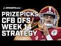 CFB DFS Strategy & PrizePicks Top Plays for Week 14 | Friday 12/3
