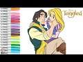 Disney Princess Rapunzel and Flynn Rider Coloring Book Page Queen Arianna Tangled