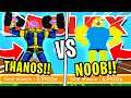 NOOB DISGUISE TROLLING!! NOOB VS THANOS! PRETENDING TO BE A NOOB IN ROBLOX LIFTING SIMULATOR!!