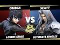 4o4 Smash Night 19 Losers Semis - omega (Joker) Vs. Scatt (Snake, Sephiroth) - SSBU Ultimate