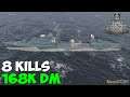 World of WarShips | Daring | 8 KILLS | 168K Damage - Replay Gameplay 4K 60 fps