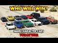 GTA 5 : TUG OF WAR BETWEEN CARS OF MAIN CHARACTER FROM EVERY GTA ! (WHO WILL WIN?)