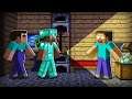 WHAT HEROBRINE DOES AT NIGHT IN THE HOUSE OF A NOOB AND PRO IN MINECRAFT
