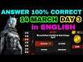 14 March ESPORTS ULTIMATE CHALLENGE Answer in English Free Fire FFBC FFIC All Questions Answer Day 3