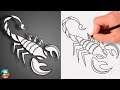 COMO DIBUJAR UN ESCORPIO FÁCIL PASO A PASO - DIBUJANDO UN ESCORPIO - DIBUJOS PARA DIBUJAR