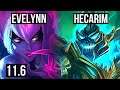 EVELYNN vs HECARIM (JUNGLE) | 15/0/8, Legendary, 700+ games | EUW Diamond | v11.6