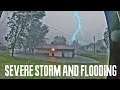 Crazy Storm Floods My Yard and Garage! - Heavy Rain and Severe Thunder