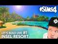 Let's Build LIVE 🔴 INSEL RESORT #1 bauen und einrichten in Die Sims 4 💚