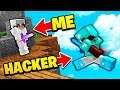 Minecraft Skywars HACKER uses FLY HACKS to chase me but FAILS...