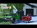 Removing HUGE OVERGROWN Tree In Front Of Garage! | Tree Services | Bucket Truck & Chipper | FS19