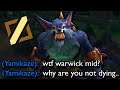 This Warwick mid build is TERRORIZING HIGH ELO! Yamikaze is jungling Talon for me... | LoL