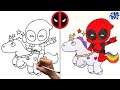 Deadpool and Unicorn Drawing || How to Draw Easy Step by Step