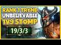 RANK 1 TRYNDAMERE'S GREATEST GAME EVER!! A LITERAL 1V5 SOLO WIN! - League of Legends