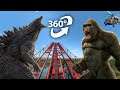 360 VIDEO of Godzilla King Kong 2021 - Epic Roller Coaster Ride VR 360°