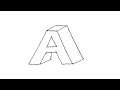 How to draw 3D Letter A Easy Drawing