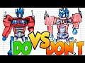 DOs & DON'Ts Drawing OPTIMUS (TRANSFORMERS) In 1 Minute CHALLENGE!