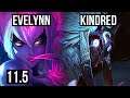 EVELYNN vs KINDRED (JUNGLE) | 1600+ games, 11/2/9, 1.7M mastery, Legendary | EUW Diamond | v11.5