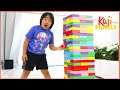 Ryan Pretend Play with Giant Jenga Color Blocks Toys!!!