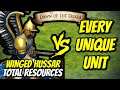 WINGED HUSSAR (Poles) vs EVERY UNIQUE UNIT (Total Resources) | AoE II: Definitive Edition