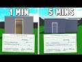 Building A House With The Money I Made WORKING For 1 Minute VS 5 Minutes! (Roblox Bloxburg)