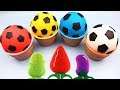 Learn Colors with 4 Play Doh in Soccer Ball Cups | Paw Patrol Peppa Pig Surprise Eggs for Children