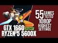 GTX 1660 Super + Ryzen 5 5600x | 55 games tested | highest settings 1080p benchmarks!