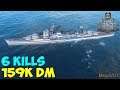 World of WarShips | Akizuki | 6 KILLS | 159K Damage - Replay Gameplay 1080p 60 fps