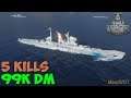 World of WarShips | Zao | 5 KILLS | 99K Damage - Replay Gameplay 1080p 60 fps