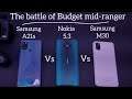 Battle of Budget Mid-ranger: Samsung A21s vs Nokia 5.3 vs Samsung M30s