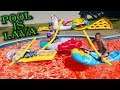 THE POOL IS LAVA CHALLENGE!!! Riding on Giant Pool Toys!