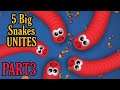 PART3 WORM ZONE, 5 HUGES WORMS COLLIDE MOBILE PLAY / How To Become A Pro Player in Worms Zone ?