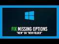 Windows: Fix Missing New or New Folder option | Quick guide