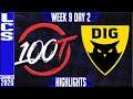 100 vs DIG Highlights | LCS Summer 2020 W9D2 | 100 Thieves vs Dignitas